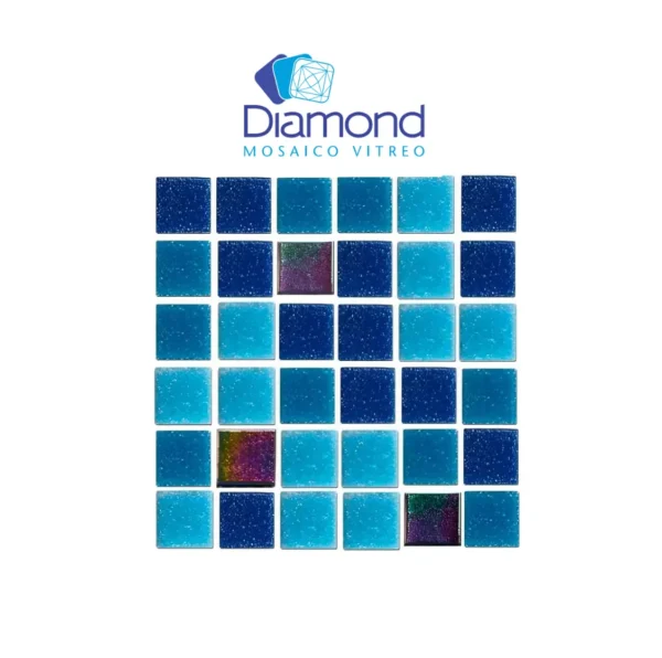 mosaico veneciano mezcla blue irid spark 2×2 diamond