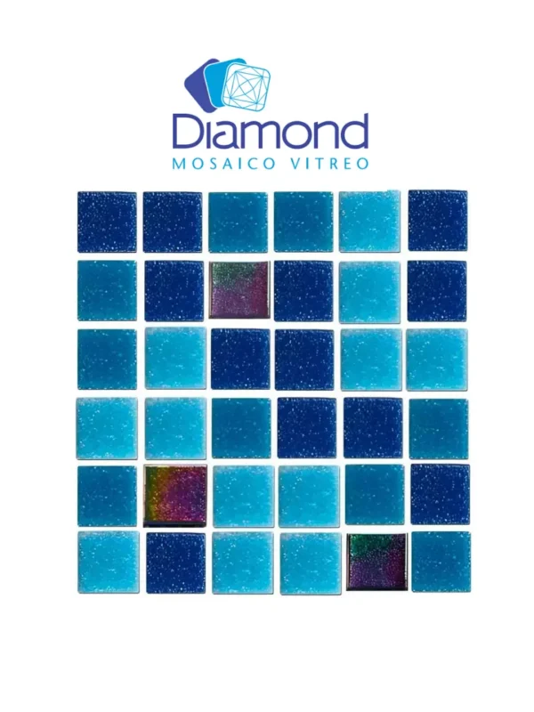 mosaico veneciano mezcla blue irid spark 2×2 diamond